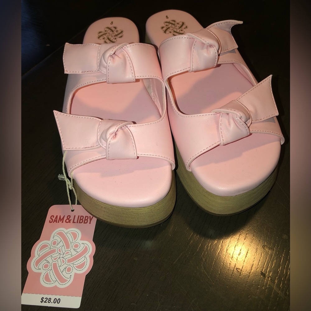 Pink high heeled sandals